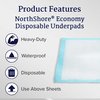 Northshore Economy Disposable Underpads, Blue, Large, 22x35, Pack, 25 Count 1707